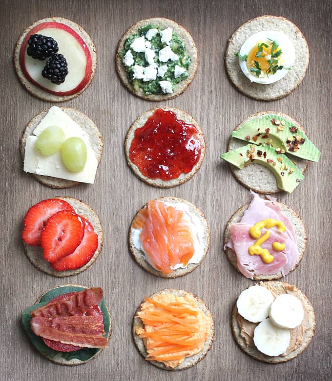 Oatcakes with 12 different toppings