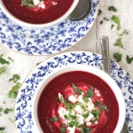 beetroot and carrot soup with feta