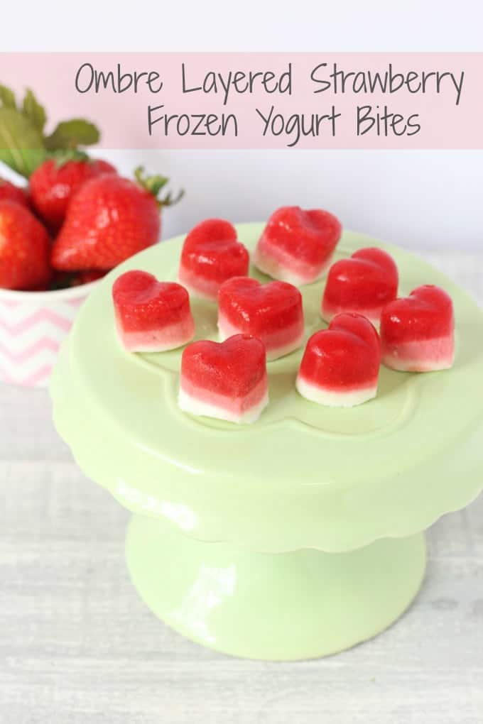 Layered Ombre Strawberry Frozen Yogurt Bites pinterest pin