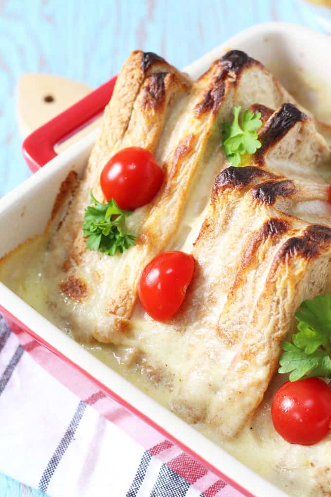 Croque Monsieur Sandwich Bake close up