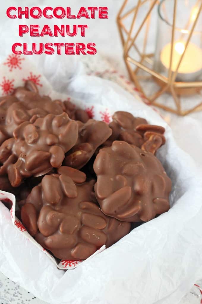 These super easy two ingredient Chocolate Peanut Clusters make the perfect last minute edible gift or snack idea this Christmas!