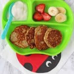 Simple pancakes made with just three ingredients - oats, eggs and banana. Ideal for baby led weaning and finger food for toddlers