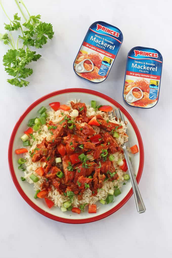 Spicy Tomato Mackerel with Rice