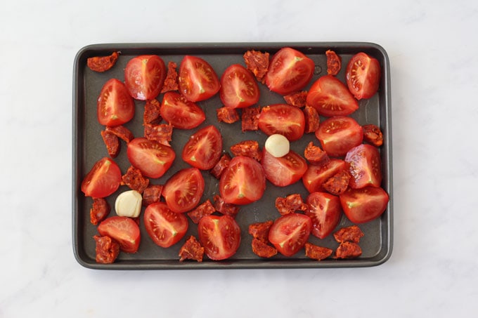 tomato, garlic and chorizo