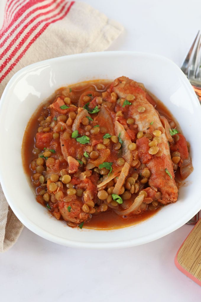 Easy Slow Cooker Sausage & Lentil Casserole Recipe