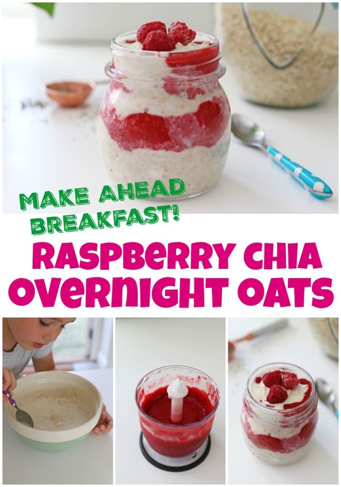 make ahead breakfast - raspberry chia overnight oats