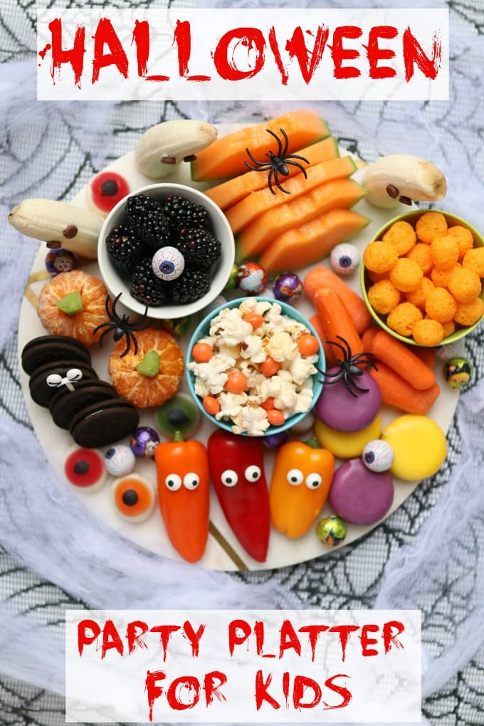 A platter filled with Halloween themed treats.