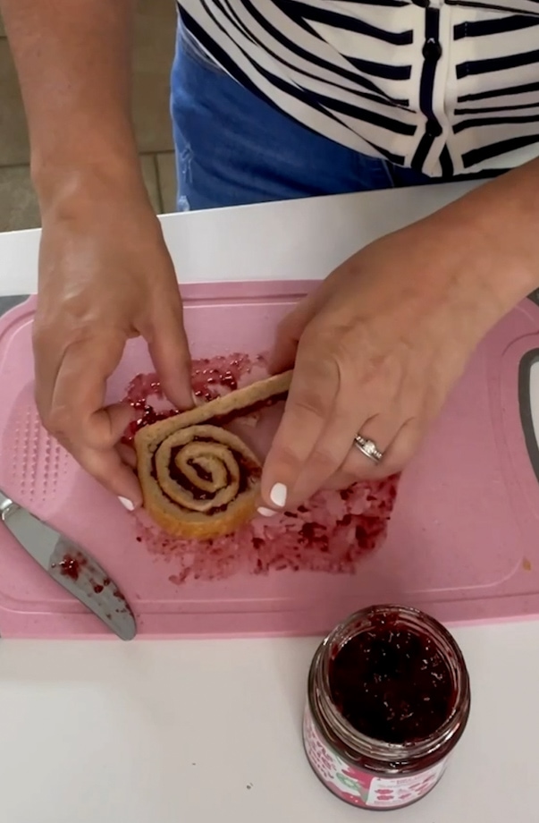 Crust being made into a spiral.