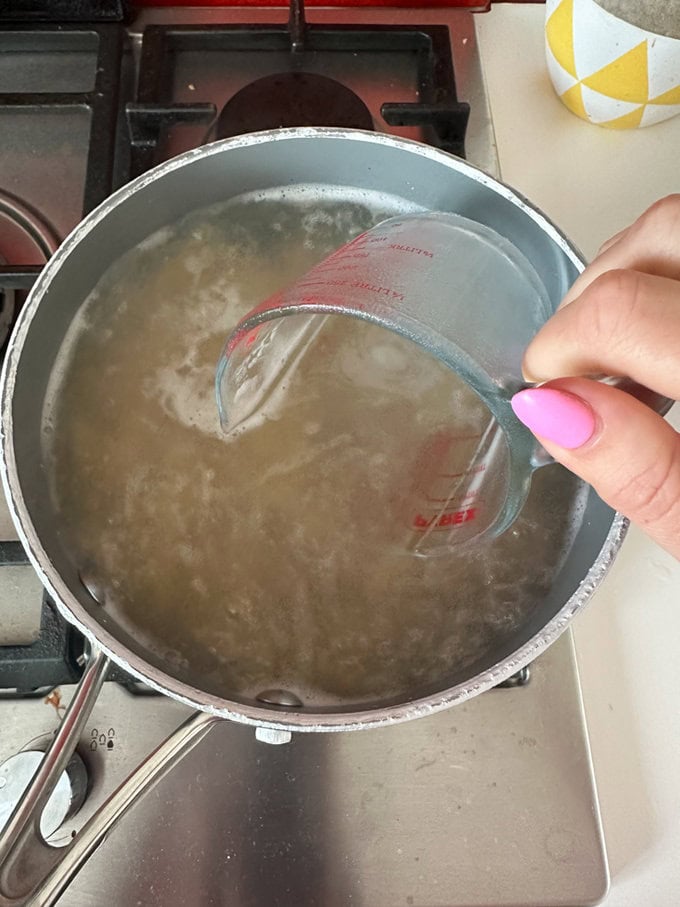 Pasta being put on to boil.