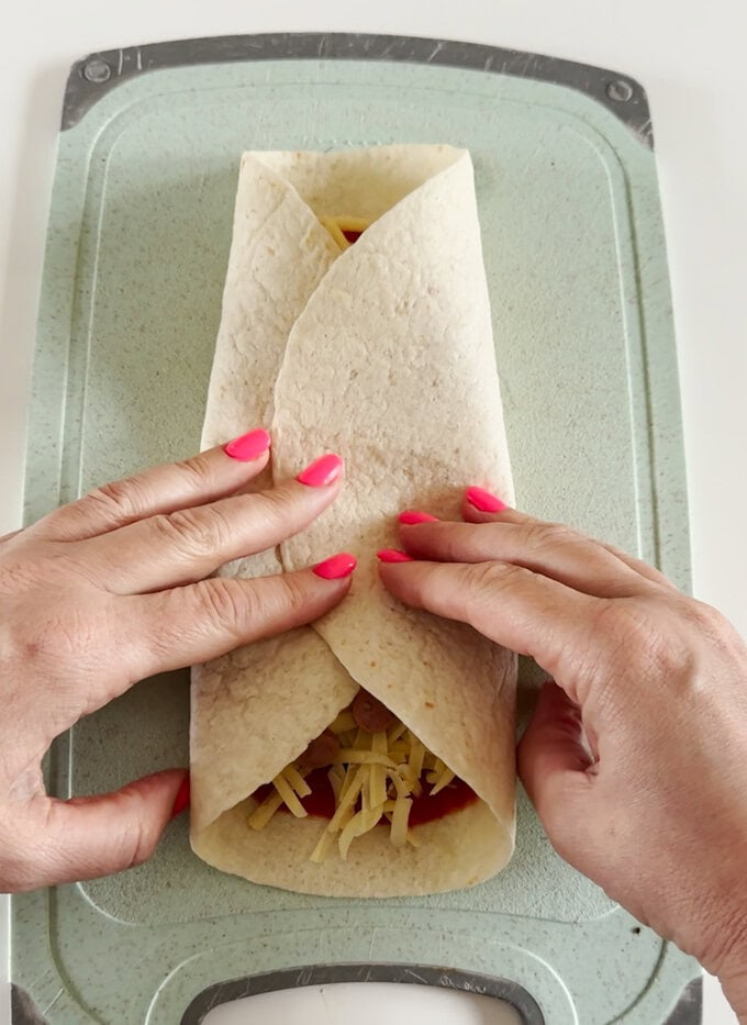 Wrap being folded so it will fit in your toaster.