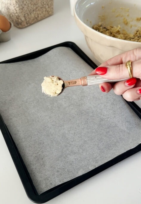 Step by step images of how mini cookies are made.