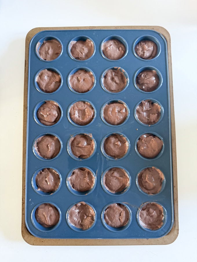 Mini Choc chip muffins all ready to pop in the oven.